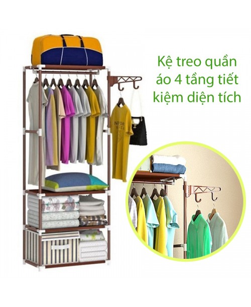 Kệ treo quần áo tiết kiệm diện tích 4 tầng